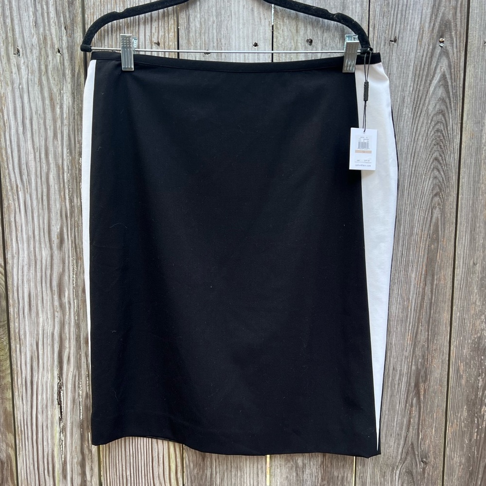CALVIN KLEIN Black and White Block Pencil Skirt Women’s 12 NWT NEW